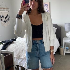 A&F Puff Sleeve Cream Sweater